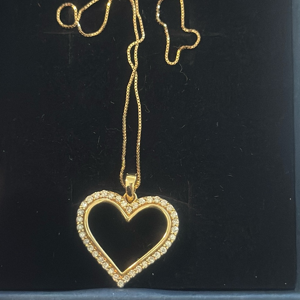 18k solid yellow gold necklace + 10k solid diamond heart pendant